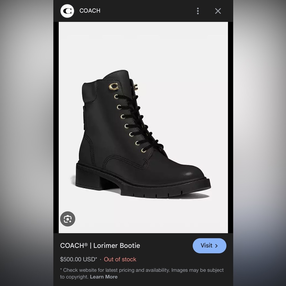Coach Black Lorimer Combat Boots